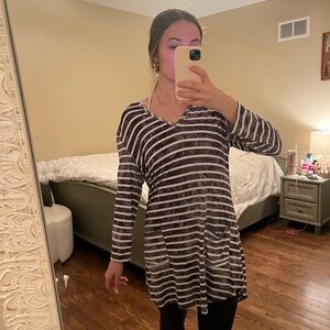 Sandiva Striped Hooded Tunic with pockets